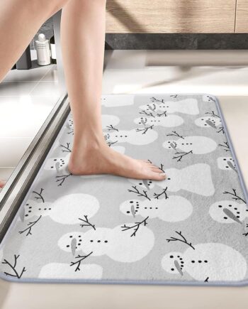Tapete de baño de Feliz Navidad, 17 x 30 pulgadas, tapete de baño de muñeco de nieve de invierno, tapete decorativo para el hogar, parte trasera de goma antideslizante y fuerte absorción de agua para