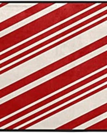 Vdsrup Alfombra de cocina con tiras de bastón de caramelo de Navidad, tapete de cocina rojo para invierno, tapete de baño, decoración del hogar, 39 x 20 pulgadas