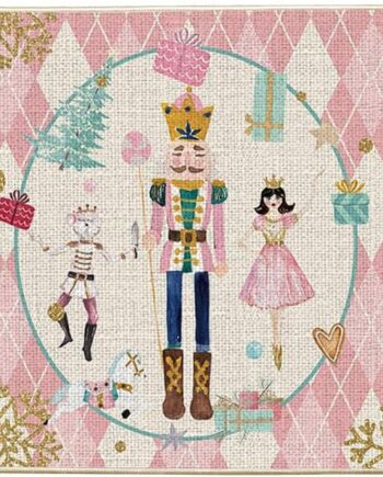 Artoid Mode Tapete de Navidad con diseño de cascanueces de diamantes rosados, decoración del hogar, tapete de bajo perfil para puerta de 17 x 29 pulgadas