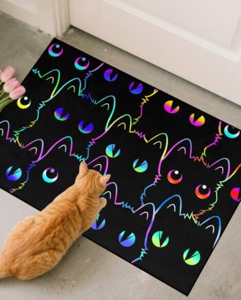 Tapetes para puerta de gato de 2 x 3 pies, alfombra de gatos de dibujos animados para entrada interior, alfombra absorbente de gatos pequeños para patas de entrada, alfombra lavable para puerta