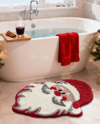 Ankah Alfombra de baño con diseño de árboles de Navidad, calcetín de Navidad y Papá Noel, suave, afelpado, de alta absorción, antideslizante, lavable a máquina, tapete de baño de felicidad para