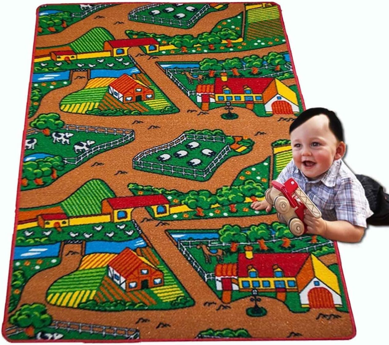 Abc Shapes tapete para niño con diseño de letras para aprendizaje del alfabeto, Nylon, Farm