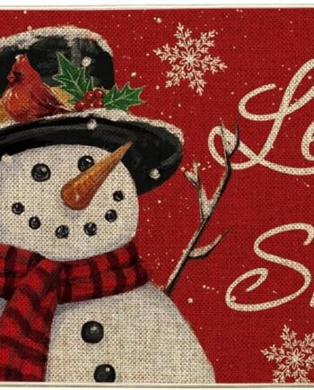 Artoid Mode Tapete de Navidad con diseño de muñeco de nieve, copos de nieve, decoración de invierno, de perfil bajo, tapete para el hogar, interior y exterior, 17 x 29 pulgadas