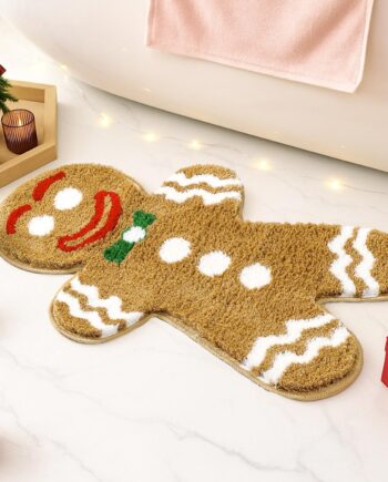 Bonita alfombra de baño de hombre jengibre, tapete de baño de galletas de jengibre para hombre, antideslizante, decoración navideña de Navidad, lavable a máquina