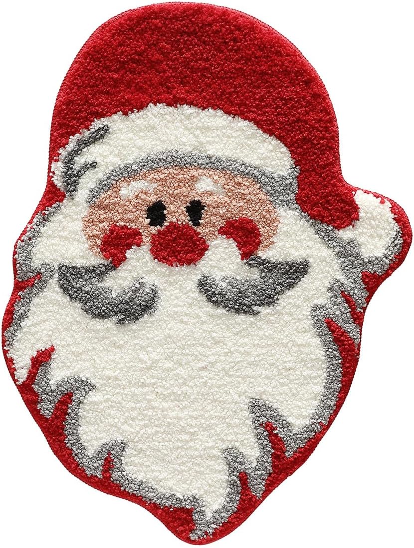 Ankah Alfombra de baño con diseño de árboles de Navidad, calcetín de Navidad y Papá Noel, suave, afelpado, de alta absorción, antideslizante, lavable a máquina, tapete de baño de felicidad para