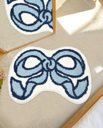 Alfombra de moño, bonita alfombra de baño azul, decoración de habitación de microfibra extra suave, alfombra decorativa estética antideslizante para bañera, fregadero, ducha, dormitorio