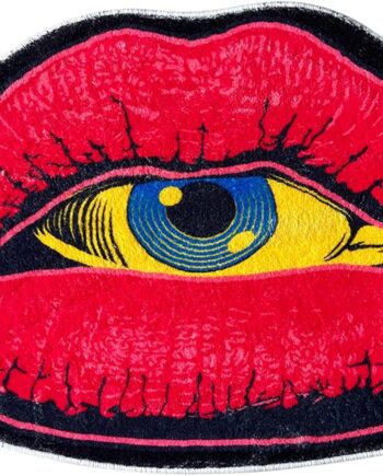 Interesante alfombra de felpa con forma de ojo de diablo de labios rojos, encantadora habitación, cómoda decoración del hogar, tapete de puerta de baño absorbente de dibujos animados, tapete de