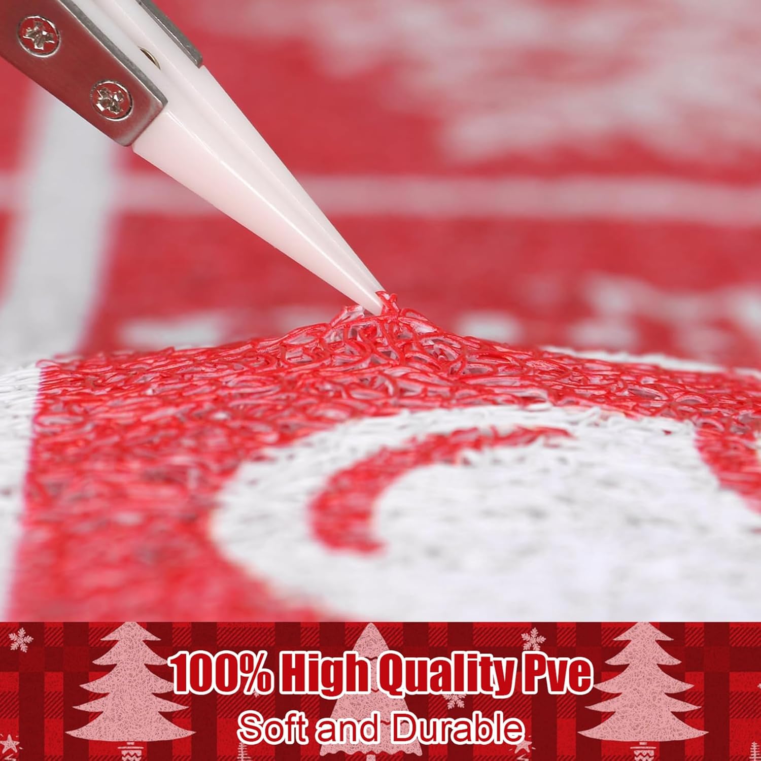 PVC Doormat Entrance Rugs Heavy Duty Welcome Mats, Red Christmas Outdoor Indoor Mats Non Slip Rubber Backing for Front Door/Yard/Garage/Garden, 50x50cm/19.69x19.69in Red Christmas Tree