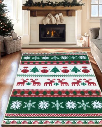 Alfombra de área de Navidad de 4 x 6 pies, lavable a máquina, de alto tráfico, antideslizante, para sala de estar, comedor, dormitorio, entrada y pasillo, ciervo rojo