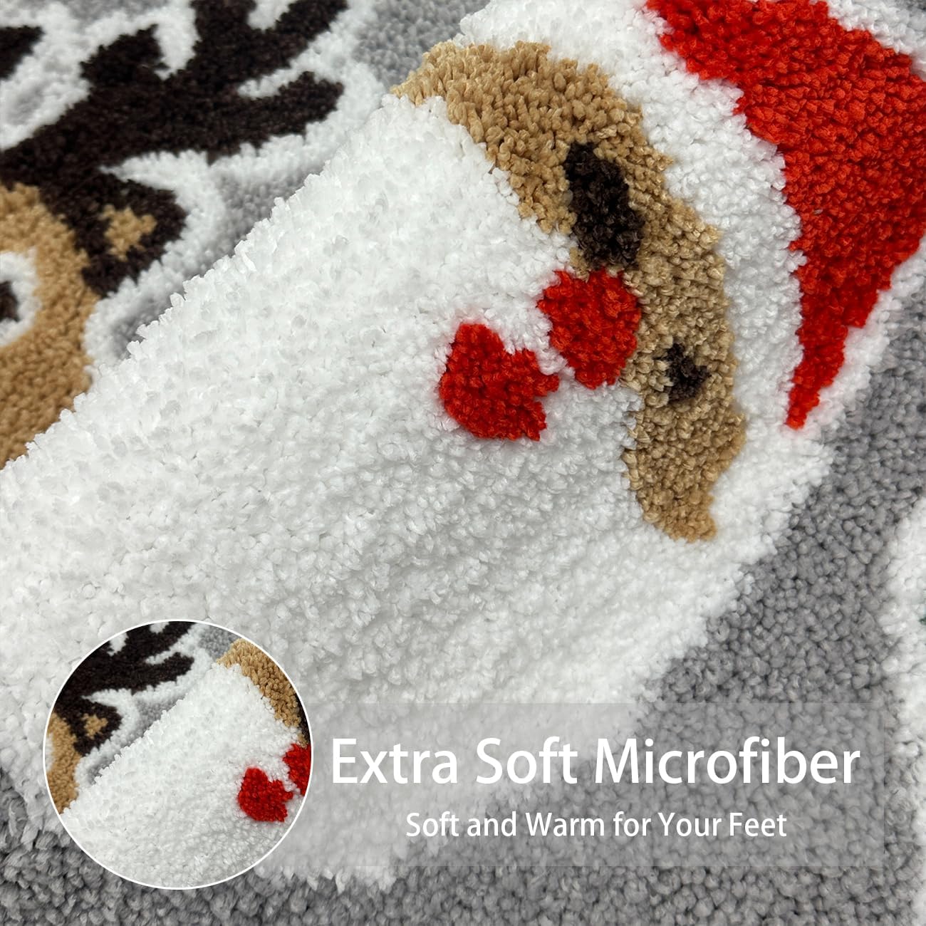 Alfombra de baño de Navidad, árbol de Navidad, bonito tapete de baño con diseño de reno, suave, absorbente, antideslizante, de secado rápido, para baño, bañera, inodoro, invierno, nieve