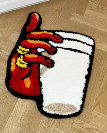 LAKEA Holding Cup in Hand - Alfombra vintage copetuda para dormitorio, suave y esponjosa, divertida alfombra para mesita de noche, tapete antideslizante para el suelo, tapete estético para el hogar