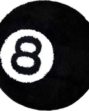 Hypebeast - Alfombra redonda negra de 8 bolas, alfombra redonda negra de 8 bolas, alfombra de baño antideslizante para decoración de sala de estar, decoración de habitación alternativa, tapete suave