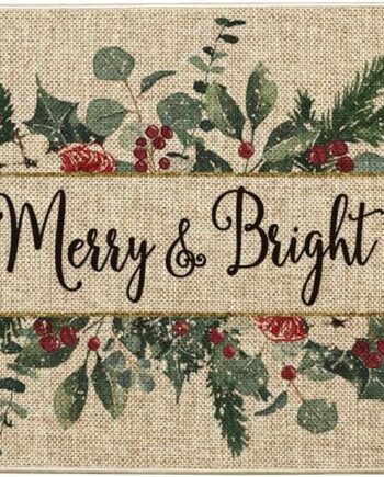 Artoid Mode Merry&Bright - Tapete de Navidad con hojas de eucalipto y acebo, decoración del hogar de invierno y Navidad, tapete de bajo perfil, tapete para interiores y exteriores, 17 x 29 pulgadas