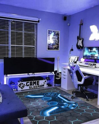Alfombra de juegos para habitación de niños, alfombras de juegos 3D para adolescentes, antideslizante, alfombra de videojuegos genial para dormitorio, sala de juegos, sala de estar