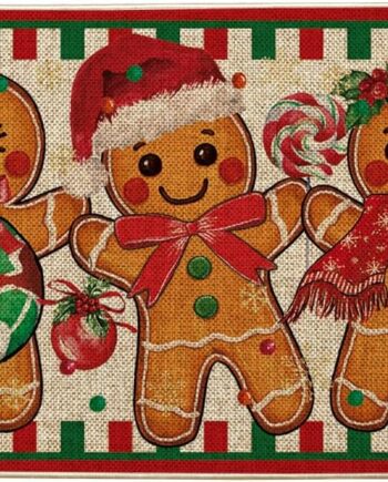 Artoid Mode Tapete de Navidad de hombre de jengibre con caramelo, decoración del hogar de invierno y Navidad, tapete de interruptor de bajo perfil, tapete para puerta de interior y exterior, 17 x 29