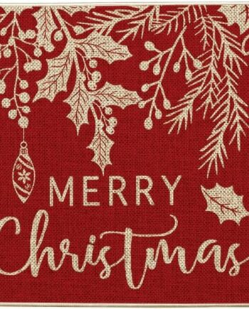 Artoid Mode Red Holly - Tapete de muérdago con texto en inglés "Merry Christmas", decoración del hogar de invierno de Navidad, tapete de bajo perfil, tapete para puerta de interior y exterior, 17 x 29