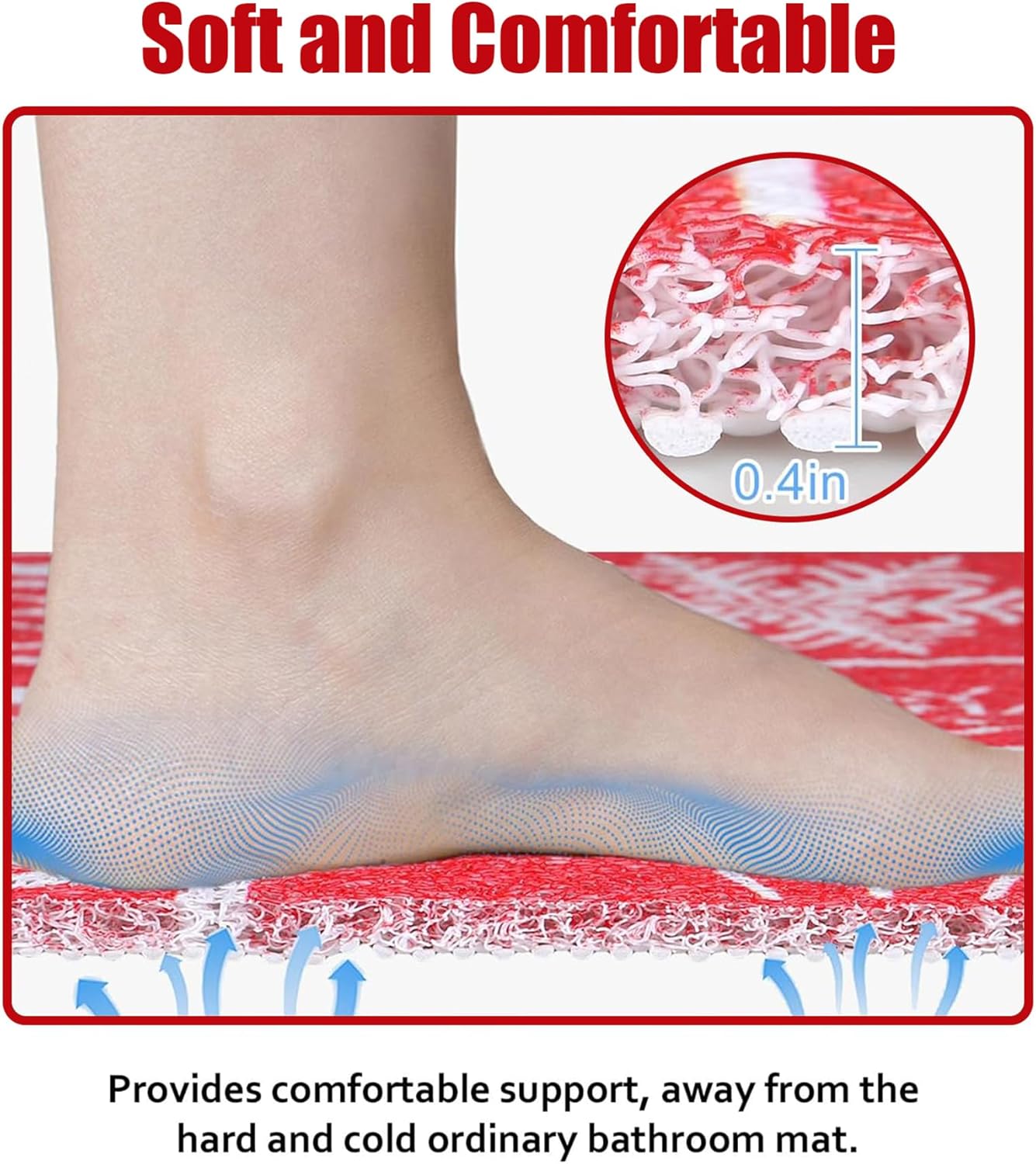 PVC Doormat Entrance Rugs Heavy Duty Welcome Mats, Red Christmas Outdoor Indoor Mats Non Slip Rubber Backing for Front Door/Yard/Garage/Garden, 50x50cm/19.69x19.69in Red Christmas Tree