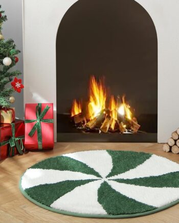 YRXRUS Alfombra de baño con forma de caramelo de Navidad, tapete de baño con forma de caramelo verde para decoración de Navidad, decoración de alfombras de invierno, alfombras decorativas de caramelo