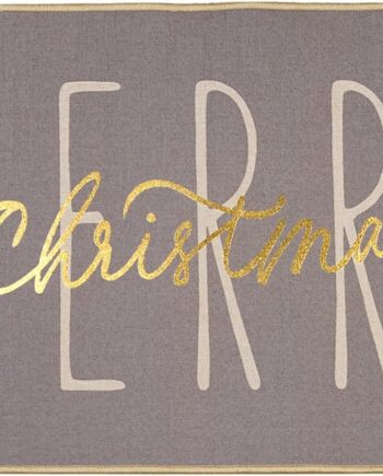 ONWAY Felpudo de Navidad, tapete de invierno gris dorado para puerta de invierno, de bajo perfil, tapete para interiores y exteriores, 17.5 x 29 pulgadas