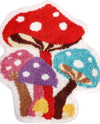 Alfombra de baño de hongos, alfombra de baño de hongos, alfombra fresca antideslizante para la ducha, alfombra de microfibra suave y absorbente, pequeña, divertida, única, lavable, para la