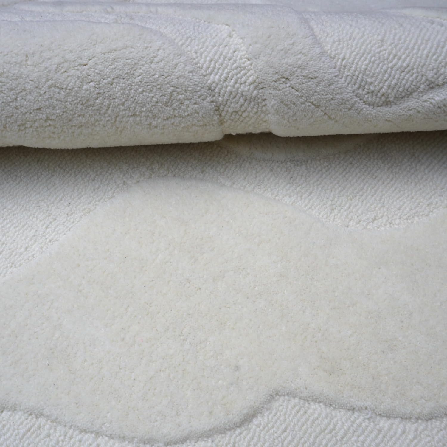 Alfombra de lana de tejido natural con forma irregular copetuda a mano, alfombra 100% lana para dormitorio, sala de estar y decoración del hogar, alfombra artística moderna (blanco crema, 4 x 6 pies)