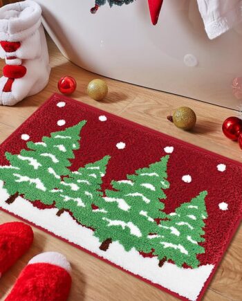 Vanleonet Alfombra de baño de Navidad, absorbente y antideslizante, tapete de baño para árbol de Navidad, tapete de baño suave para baño, decoración de Navidad, 30 x 20 pulgadas