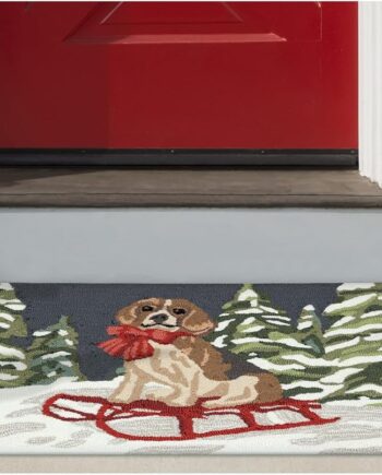 Liora Manne FRONTPORCH - Alfombra duradera de mezcla sintética copetuda a mano para interiores y exteriores, de transición (perro de invierno multi (2 pies 6 pulgadas x 4 pies)