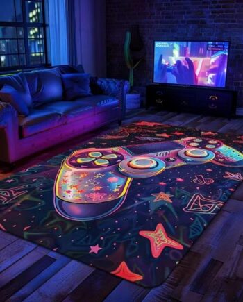 Game Console Area Rug,Teen Boys Gamepad Rug,3D Gaming Carpet, Non-Shedding & Easy Care, Ideal for Kids, Living Room, Bedroom Game Room Decor 2'x3'/24"x36"/61x91cm