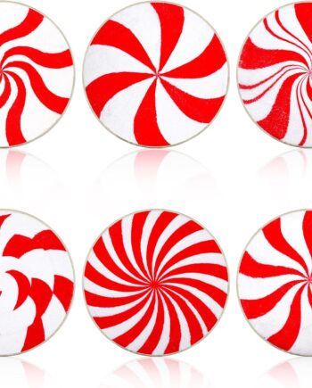 Haull 6 unidades de bastones de caramelo de Navidad, alfombras y tapetes de cocina antideslizantes para área redonda de cocina, alfombra de piso suave para silla, sala de estar, dormitorio, decoración