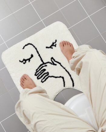 Alfombra de baño con forma de U, lavable, suave y absorbente, antideslizante, lavable a máquina, tapete de contorno de baño para base de inodoro, 24 x 20 pulgadas