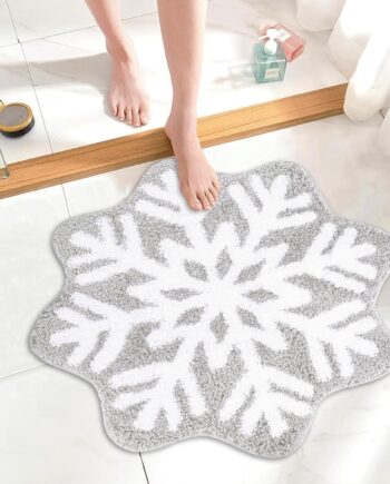 Alfombra de baño de Navidad, tapete de baño con copos de nieve gris, absorbente, antideslizante, tapete de ducha para puerta delantera, tapete para invierno, Navidad, hogar, habitación y