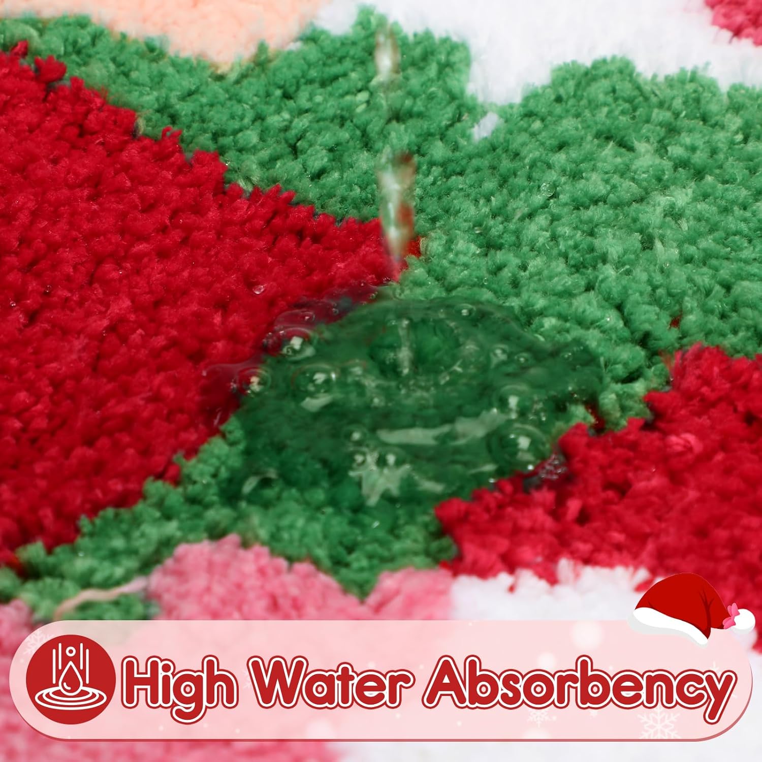 Percozzi Tapete de baño de Navidad rosa con Papá Noel, antideslizante, para baño, cocina, suave, absorbente, rosa, decoración de Navidad, Santaclaus, bonita alfombra de baño de regalo de Navidad, 29.1