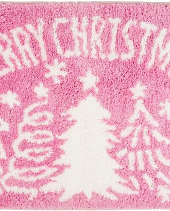 Alfombra de Navidad rosa para decoración de Navidad, tapete de baño decorativo de Navidad, tapete de baño de invierno, tapete de baño de 17 x 27 pulgadas para bañera, hogar, sala de estar
