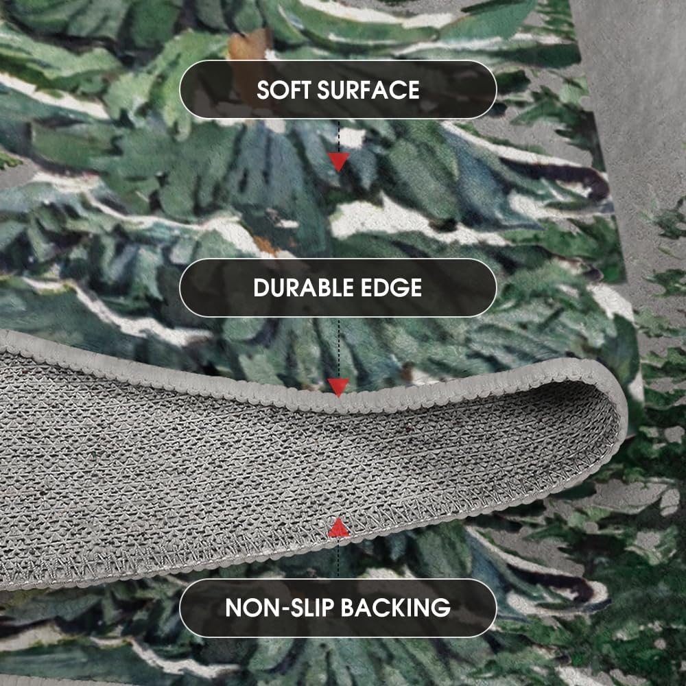 Artoid Mode Alfombra de pino gris con texto en inglés «Merry Christmas», decoración del hogar, de bajo perfil, lavable para entrada, dormitorio, sala de estar, lavandería, oficina, interior, 5 x 7