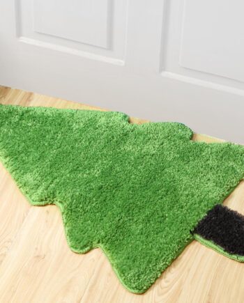 Tinideya Alfombra de baño de árbol de Navidad para niños, 28 x 20 pulgadas, tapete de baño para bañera, árbol de Navidad, tapete de baño verde, decoración de baño de Navidad, lavable, tapete