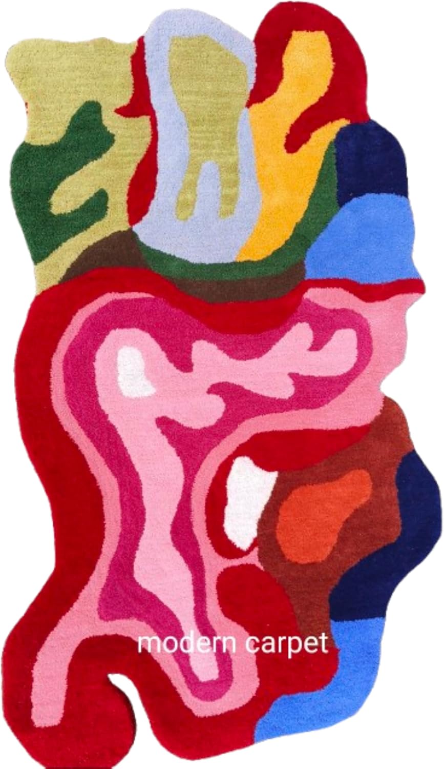 Modern Carpet - Alfombra de baño con forma de ameba irregular, tapete de entrada para dormitorio, cocina, alfombra de área de dibujos animados para baño, bañera, tapete suave de baño (4 x 6 pies)