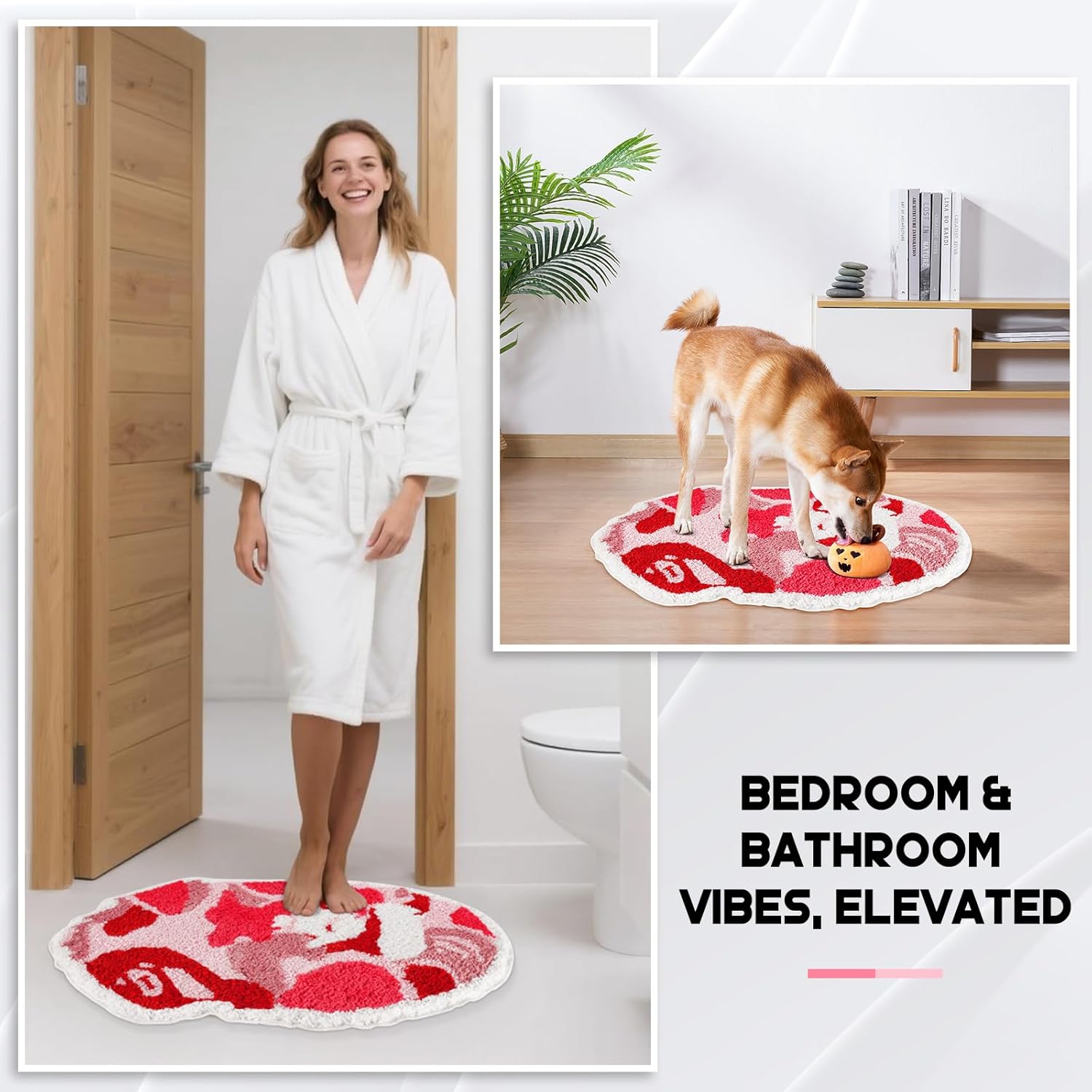 Bape - Alfombra para decoración de habitación Hypebeast de 28 x 20 pulgadas, color rosa camuflaje para decoración de habitación del año 2000, alfombras suaves y esponjosas antideslizantes para una