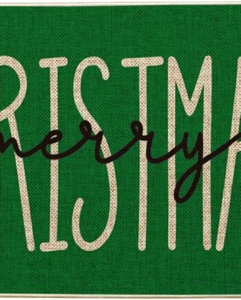 Artoid Mode Felpudo verde con texto en inglés "Merry Christmas", para decoración del hogar de invierno, tapete de bajo perfil, tapete para puerta de interior y exterior, 17 x 29 pulgadas