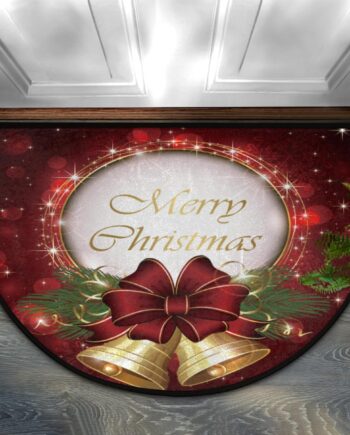 Tapete semicircular de campanas de Navidad, lavable, tapete semicircular, antideslizante, absorbente, alfombra de media luna para interiores y exteriores, baño, cocina, sala de estar,