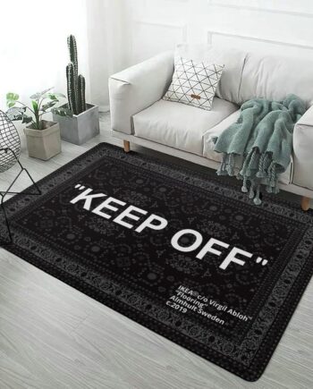 Alfombra con estampado 3D Keep Off, alfombra grande para decoración del hogar, alfombra de poliéster para sala de juegos, dormitorio, sala de estar, antideslizante, 4 x 5.3 pies