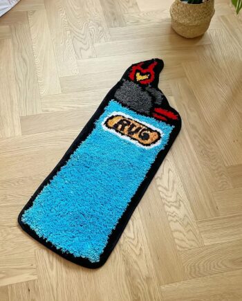 LAKEA Alfombra de arte copetuda más ligera para dormitorio, sala de estar, retro, arcoíris, esponjosa, antideslizante, para baño, baño, decoración del hogar (azul, 31.5 x 9.4 pulgadas)