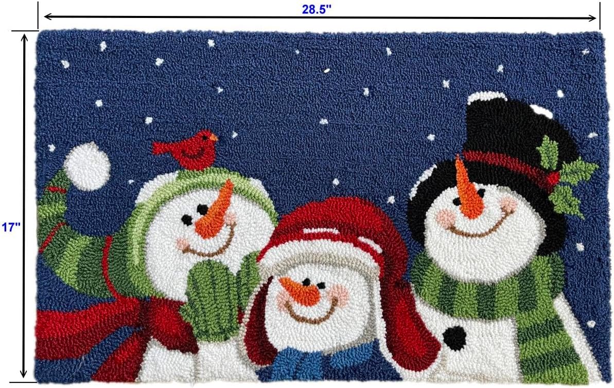 Alfombra decorativa de invierno con diseño de muñeco de nieve de 28.5 x 17 pulgadas para decoración navideña del hogar