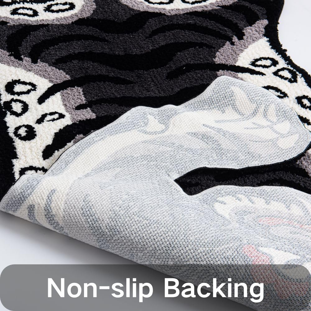 Alfombra suave y divertida de 5 x 3 pies para sala de estar, estética de dormitorio, lavable con respaldo antideslizante de caucho termoplástico (TPR), decoración del hogar (gris)