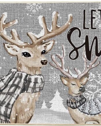 Artoid Mode Tapete de invierno con diseño de copos de nieve de ciervos, decoración del hogar de Navidad, tapete de interruptor de bajo perfil, tapete para puerta de interior y exterior, 17 x 29