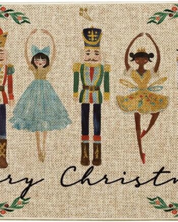 Artoid Mode Tapete con diseño de cascanueces de acuarela con texto en inglés «Merry Christmas», tapete de invierno de bajo perfil para interiores y exteriores, 17 x 29 pulgadas