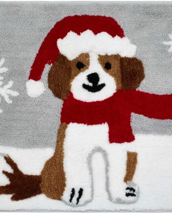 Avanti Linens - Alfombra de baño, 100% poliéster copetudo, alfombra de baño con respaldo antideslizante, decoración del hogar de vacaciones (perro Santa, 20 x 32 pulgadas)