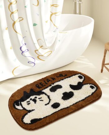 Bonita alfombra de baño, extra suave, de forma irregular, para gatos, 16 x 28 pulgadas, antideslizante, lavable, absorbente, divertida alfombra para bañera, ducha, cocina, dormitorio, puerta