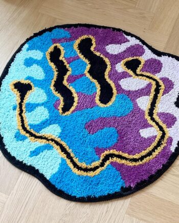 LAKEA Trippy - Alfombra sonriente hecha a mano con cara sonriente, regalo para amigo para dormitorio, regalo geek para decoración del hogar