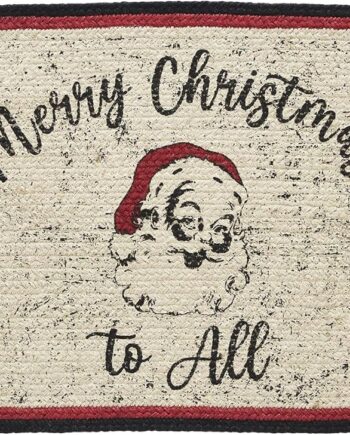 VHC Brands Decoración navideña Jolly Ole Santa yute Alfombra ovalada 17x36