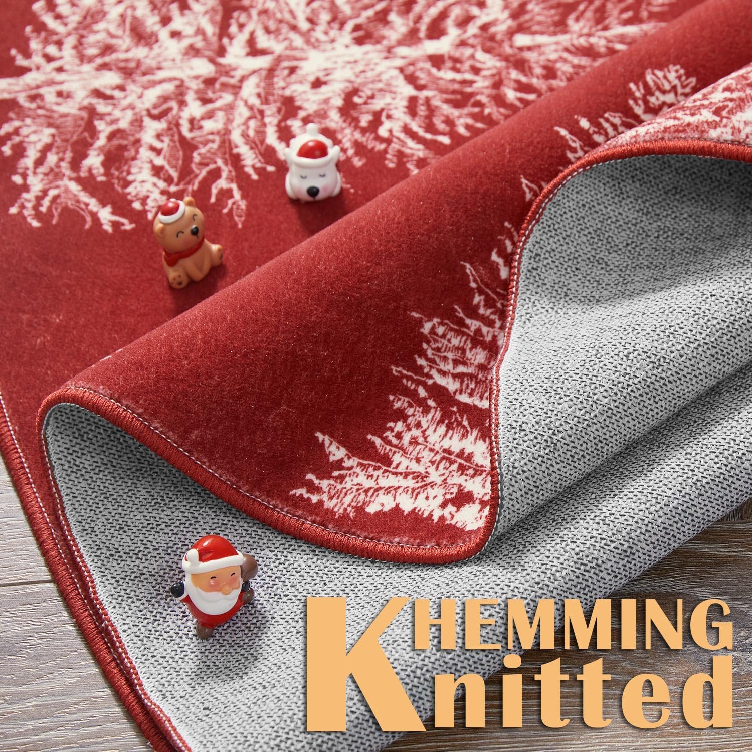 Jinchan Alfombra redonda de Navidad – 5 pies color rojo árbol de Navidad lavable antideslizante alfombra suave para cocina, dormitorio, vestíbulo, guardería, sala de estar, entrada